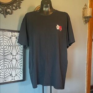 Men's Black Short-Sleeve Crewneck T-Shirt with Rose Patch